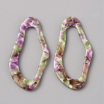 Opaque Acrylic Pendants, Colorful, 41.5x21.5x2.5mm, Hole: 1.5mm