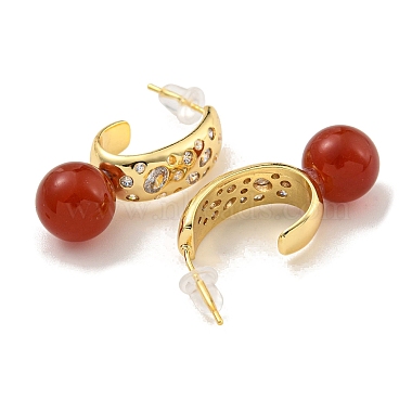 boucles d'oreilles en agate rouge naturelle(EJEW-M252-06G)-2