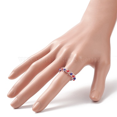Independence Day Japanese Seed Braided Bead Finger Ring(RJEW-TA00060)-3