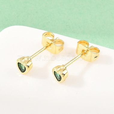 Brass Micro Pave Cubic Zirconia Stud Earrings(EJEW-F405-22A-G03)-5