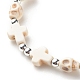 bracelet extensible en perles de turquoise synthétique (teint) avec croix et tête de mort(BJEW-JB08451)-7