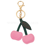 1Pc PU Leather Alloy Keychains, Golden, Cherry, Pearl Pink, 151mm(KEYC-TA0001-47B)