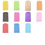 55Pcs 11 Colors Rectangle Kraft Paper Bags, No Handles, Storage Bags, White Polka Dot Pattern, Wedding Party Birthday Gift Bag, Mixed Color, 15x8.3x0.02cm, 5pcs/color(CARB-FP0001-27)
