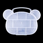 (Defective Closeout Sale: Scratched)11 Compartments Bear Plastic Storage Box, Bead Containers, for Crafting, Beading, Nail Art Rhinestones, Diamond Paintting, White, 16.2x19.9x2.6cm, Inner Diameter: 4.1~9.1x3.3~4cm(CON-XCP0002-69)