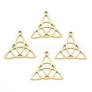 Ion Plating(IP) 201 Stainless Steel Pendants, Trinity Knot, Nickel Free, Real 18K Gold Plated, 25x26x1.5mm, Hole: 1.8mm(STAS-T063-166G)
