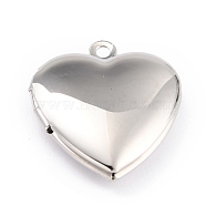 316 Stainless Steel Locket Pendants, Photo Frame Charms for Necklaces, Manual Polishing, Heart, Stainless Steel Color, 22.5x19x6mm, Hole: 1.6mm, Inner Diameter: 11.5x13.5mm(STAS-L258-004C-P)