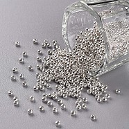 11/0 Grade A Round Glass Seed Beads, Dyed, Silver, 2.3x1.5mm, Hole: 1mm, about 48500pcs/pound(SEED-N001-C-0563)