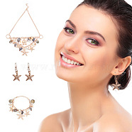 Trendy Starfish and Conch Jewelry Sets, Bib Beach Necklaces and Dangle Earrings and Trendy Charm Bracelets, Golden, 18.9 inch(48.2cm), 51mm, Pin: 0.6mm, 1set, 7-3/8 inch(187mm), 1strand, 16x12x3cm(SJEW-PH0001-02G)