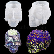 Halloween Skull DIY Silicone Pen Holder Molds, Resin Casting Mold, for UV Resin & Epoxy Resin Craft Making, White, 127x95x78mm(WG14496-01)