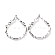 Ring 304 Stainless Steel Hoop Earrings for Women Men, Stainless Steel Color, 12 Gauge, 24.5x2mm, Pin: 0.6mm(EJEW-B049-02A-P)