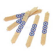 Handmade Japanese Seed Beads, with Japan Import Thread, Loom Pattern, Rectangle with Hexagon, Wheat, 115x12x2mm(SEED-P003-16A)
