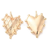 Brass Pendants, Heart with Rhombus Pattern Charm, Real 18K Gold Plated, 19x14x4mm, Hole: 2x3.4mm(X-KK-G468-36G)