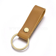 Cowhide Leather Keychain, with Antique Bronze Plated Alloy Key Rings, Peru, 90x18mm(X-KEYC-WH0014-A03)