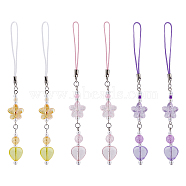 Acrylic Beads Mobile Straps, Mobile Accessories Decoration, Flower & Heart, Mixed Color, 12.8~13.8cm, 3pcs/set(HJEW-AB00031)
