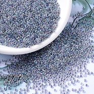 MIYUKI Round Rocailles Beads, Japanese Seed Beads, (RR286) Light Amethyst Lined Crystal AB, 11/0, 2x1.3mm, Hole: 0.8mm, about 5500pcs/50g(SEED-X0054-RR0286)