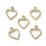 Brass Charms, Long-Lasting Plated, Heart, Real 24K Gold Plated, 7.5x6x1mm, Hole: 0.7mm(KK-L205-11G-B)