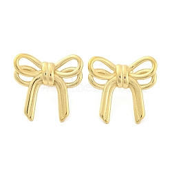 Ion Plating(IP) 304 Stainless Steel Stud Earrings for Women, Bowknot, Real 14K Gold Plated, 21x21.5mm(EJEW-N054-21G)