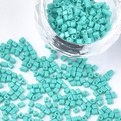 Baking Paint Glass Beads, Cube, Turquoise, 2~6x2x2mm, Hole: 0.8mm, about 30000pcs/bag(SEED-S023-11B-14)