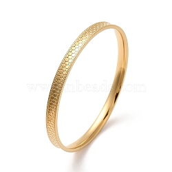 Ion Plating(IP) 304 Stainless Steel Bangles with Dragon Scales Pattern, Real 18K Gold Plated, 1/4 inch(0.6cm), Inner Diameter: 2-5/8 inch(6.55cm)(BJEW-C056-01C-G)