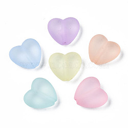Transparent Acrylic Beads, Frosted, Heart, Mixed Color, 16.5x18x8mm, Hole: 1.6mm(X-TACR-S134-030)