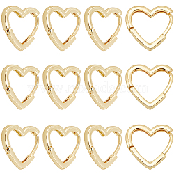 6 Pairs Brass Huggie Hoop Earrings, Long-Lasting Plated, Heart, Real 18K Gold Plated, 16.5x16x2mm, Pin: 1mm(EJEW-BBC0002-24)