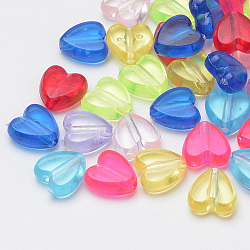 Transparent Acrylic Beads, Heart, Mixed Color, 8.5x8.5x4mm, Hole: 1mm(X-MACR-S272-12)