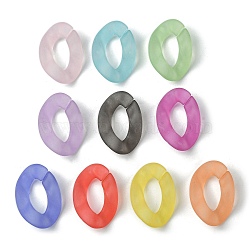 Transparent Frosted Acrylic Linking Rings, Quick Link Connectors, Twist Oval, Mixed Color, 29x20x6mm, Inner Diameter: 16x8mm, about 333pcs/500g(OACR-B017-03A)