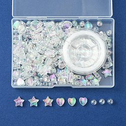 DIY Bracelet Making Kit, Including Heart & Star & Round Acrylic Beads, Elastic Thread, Clear, 200Pcs/box(DIY-YW0007-49B)