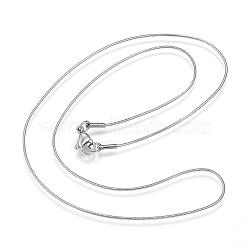 304 Stainless Steel Snake Chain Necklaces, with Lobster Claw Clasps, Stainless Steel Color, 18.1 inch(46cm), 0.9mm(NJEW-D285-02P)