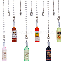 Resin Ceiling Fan Pull Chain Extenders, Imitation Beer Bottle Pendant Decoration, with 304 Stainless Steel Ball Chains, Mixed Color, 370mm, 6 style, 2pcs/style, 12pcs/set(PALLOY-AB00174)