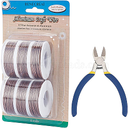 BENECREAT Round Aluminum Wire, with Iron Side Cutting Pliers, Coconut Brown, 17 Gauge, 1.2mm, 16m/roll, 6 rolls(AW-BC0003-31E-1.2mm)