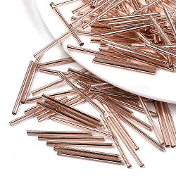 Electroplate Glass Bugle Beads, Round Hole, Metallic Colours, Rose Gold Plated, 30x2.5mm, Hole: 1mm, about 166pcs/50g(X-SEED-S043-02A-03)