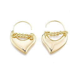 Brass Heart Dangle Earrings for Women, Nickel Free, Real 18K Gold Plated, 35x25.5x4.5mm, Pin: 0.8mm(EJEW-G322-30G)