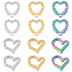 12Pcs 6 Style 304 Stainless Steel Linking Rings, Heart, Mixed Color, 17.5~20.5x20~21x1~2.5mm, Inner Diameter: 5.5~10.5x13~14mm, 2pc/style(STAS-DC0011-03)