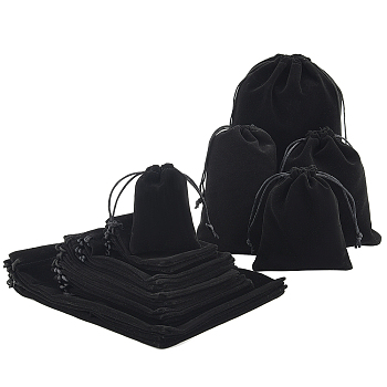 Elite Rectangle Velvet Pouches, Candy Gift Bags Christmas Party Wedding Favors Bags, Black, 25pcs/set