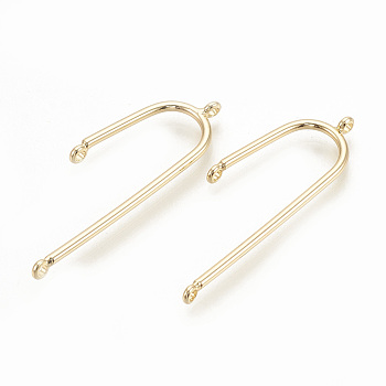 Brass Chandelier Component Links, 3 Loop Connectors, Nickel Free, Real 18K Gold Plated, 42x12x1.5mm, Hole: 1mm