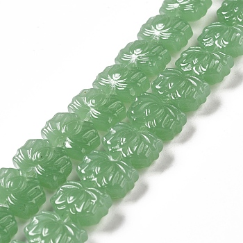 Transparent Glass Beads Strands, Lotus, Dark Sea Green, 10x14x7mm, Hole: 0.8mm, about 38pcs/strand, 14.17 inch(36cm)