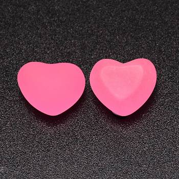 Transparent Resin Cabochons, Imitation Jell, Heart, Hot Pink, 15.5x19x12mm