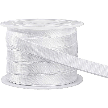 12.5M Satin Piping Trim, Cotton for Cheongsam, Clothing Decoration, with 1Pc Plastic Spools, White, 3/8 inch(10mm)