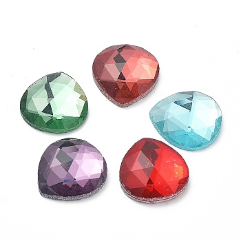 Faceted K9 Glass Rhinestone Cabochons, Teardro, Mixed Color, 17x16x5mm