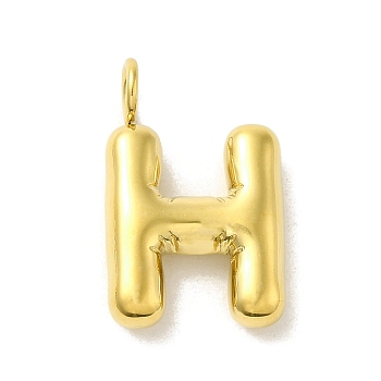 304 Stainless Steel Pendants, Real 14K Gold Plated, Letter Charm, Letter H, 24x15x5mm, Hole: 4mm