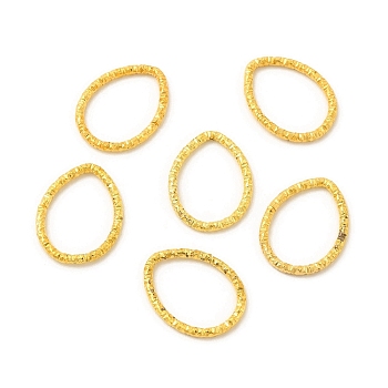 50Pcs Iron Linking Rings, Textured Open Rings, Golden, Teardrop, 18x14x2mm, Inner Diameter: 11x15mm