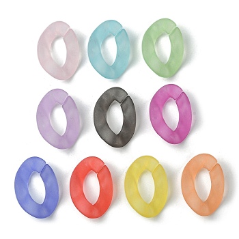 Transparent Frosted Acrylic Linking Rings, Quick Link Connectors, Twist Oval, Mixed Color, 29x20x6mm, Inner Diameter: 16x8mm, about 333pcs/500g