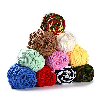 Soft Crocheting Yarn, Thick Knitting Yarn for Scarf, Bag, Cushion Making, Mixed Color, 7~8mm, 65.62 yard(60m)/roll