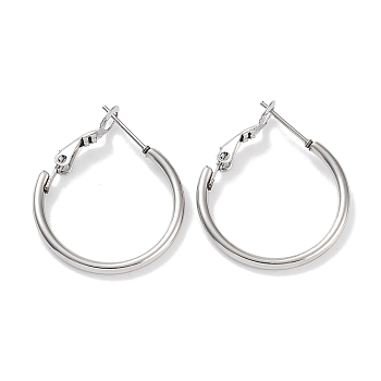 Ring 304 Stainless Steel Hoop Earrings for Women Men, Stainless Steel Color, 12 Gauge, 24.5x2mm, Pin: 0.6mm