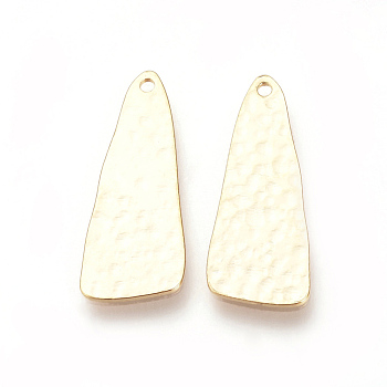 Brass Pendants, Nickel Free, Real 18K Gold Plated, Triangle, Golden, 26x10.5x1mm, Hole: 1mm