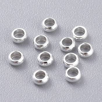 201 Stainless Steel Spacer Beads, Rondelle, Silver, 2.5x1mm, Hole: 1.4mm