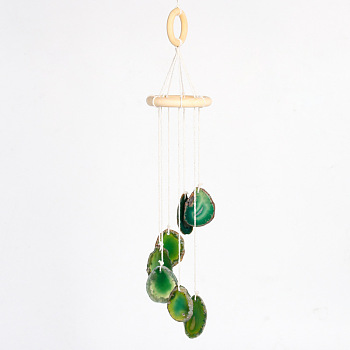 Nuggets Natural Agate Wind Chime, for Outdoor Home Garden Decor Geode Hanging Decorations , Green, 315mm