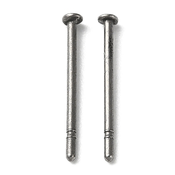 Titanium Stud Earring Findings, Screw Earring Pins, Platinum, 12x1.7mm, Pin: 0.7mm