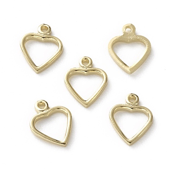 Brass Charms, Long-Lasting Plated, Heart, Real 24K Gold Plated, 7.5x6x1mm, Hole: 0.7mm